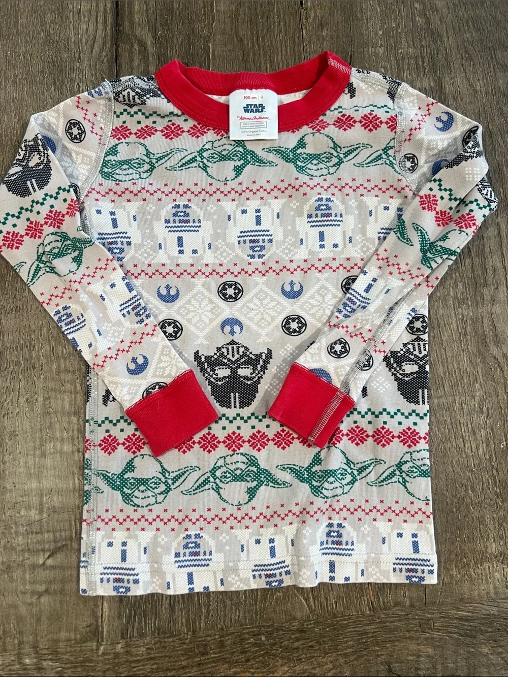 Kids Red Trim Star Wars Themed Holiday Pajama Set
